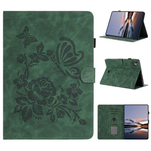 Butterfly Loves Flowers Embossed Leather Smart Tablet Case, For iPad Air 11 2026 / 2025 / 2024, For iPad 2025 / 2022, For iPad mini 2024 / mini 6, For iPad 10.2 2021 / 10.5 2019, For iPad mini 5 / 4 / 3 / 2 / 1, For iPad 9.7 2018 / 2017