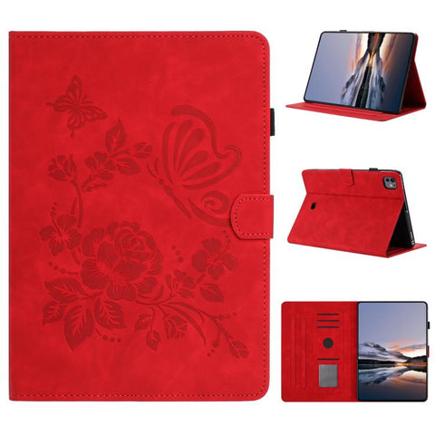 Butterfly Loves Flowers Embossed Leather Smart Tablet Case, For iPad Air 11 2026 / 2025 / 2024, For iPad 2025 / 2022, For iPad mini 2024 / mini 6, For iPad 10.2 2021 / 10.5 2019, For iPad mini 5 / 4 / 3 / 2 / 1, For iPad 9.7 2018 / 2017