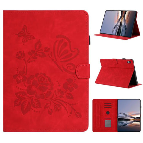 Butterfly Loves Flowers Embossed Leather Smart Tablet Case, For iPad Air 11 2026 / 2025 / 2024, For iPad 2025 / 2022, For iPad mini 2024 / mini 6, For iPad 10.2 2021 / 10.5 2019, For iPad mini 5 / 4 / 3 / 2 / 1, For iPad 9.7 2018 / 2017