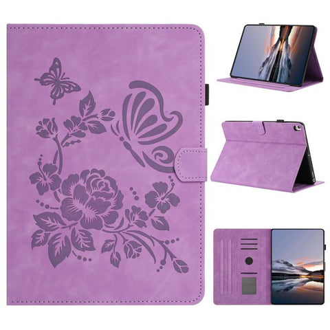 Butterfly Loves Flowers Embossed Leather Smart Tablet Case, For iPad Air 11 2026 / 2025 / 2024, For iPad 2025 / 2022, For iPad mini 2024 / mini 6, For iPad 10.2 2021 / 10.5 2019, For iPad mini 5 / 4 / 3 / 2 / 1, For iPad 9.7 2018 / 2017