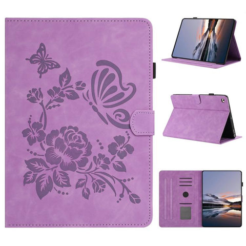 Butterfly Loves Flowers Embossed Leather Smart Tablet Case, For iPad Air 11 2026 / 2025 / 2024, For iPad 2025 / 2022, For iPad mini 2024 / mini 6, For iPad 10.2 2021 / 10.5 2019, For iPad mini 5 / 4 / 3 / 2 / 1, For iPad 9.7 2018 / 2017