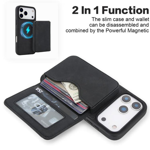 Retro Faux Leather Detachable Magnetic Wallet Bag RFID Blocking Phone Case, For iPhone 18 Pro / 17 Pro, For iPhone 18 Pro Max / 17 Pro Max