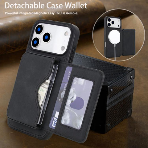 Retro Faux Leather Detachable Magnetic Wallet Bag RFID Blocking Phone Case, For iPhone 18 Pro / 17 Pro, For iPhone 18 Pro Max / 17 Pro Max