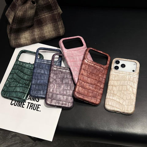 Vintage Crocodile Texture Shockproof Vegan Leather Phone Case, For iPhone 18 Pro / 17 Pro, For iPhone 18 Pro Max / 17 Pro Max
