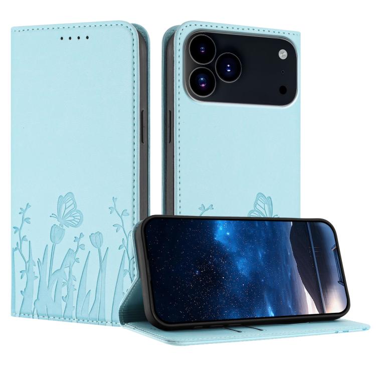 Tulips Butterfly Pattern Magnetic Vegan Leather Phone Case, For iPhone 18 Pro / 17 Pro, For iPhone 18 Pro Max / 17 Pro Max, For iPhone 17e / 16e, For iPhone 17