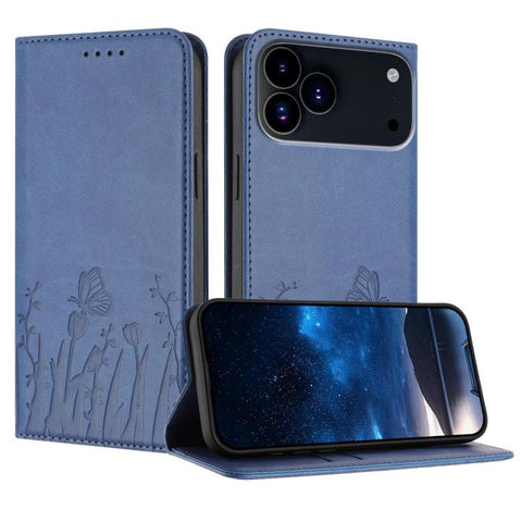 Tulips Butterfly Pattern Magnetic Vegan Leather Phone Case, For iPhone 18 Pro / 17 Pro, For iPhone 18 Pro Max / 17 Pro Max, For iPhone 17e / 16e, For iPhone 17