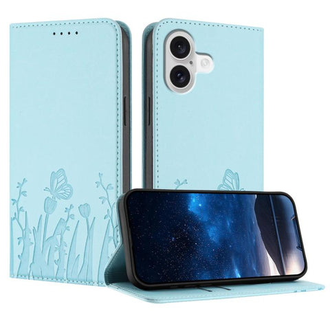 Tulips Butterfly Pattern Magnetic Vegan Leather Phone Case, For iPhone 18 Pro / 17 Pro, For iPhone 18 Pro Max / 17 Pro Max, For iPhone 17e / 16e, For iPhone 17