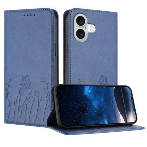 Tulips Butterfly Pattern Magnetic Vegan Leather Phone Case, For iPhone 18 Pro / 17 Pro, For iPhone 18 Pro Max / 17 Pro Max, For iPhone 17e / 16e, For iPhone 17