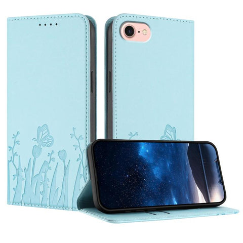 Tulips Butterfly Pattern Magnetic Vegan Leather Phone Case, For iPhone 18 Pro / 17 Pro, For iPhone 18 Pro Max / 17 Pro Max, For iPhone 17e / 16e, For iPhone 17