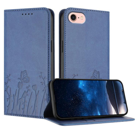 Tulips Butterfly Pattern Magnetic Vegan Leather Phone Case, For iPhone 18 Pro / 17 Pro, For iPhone 18 Pro Max / 17 Pro Max, For iPhone 17e / 16e, For iPhone 17