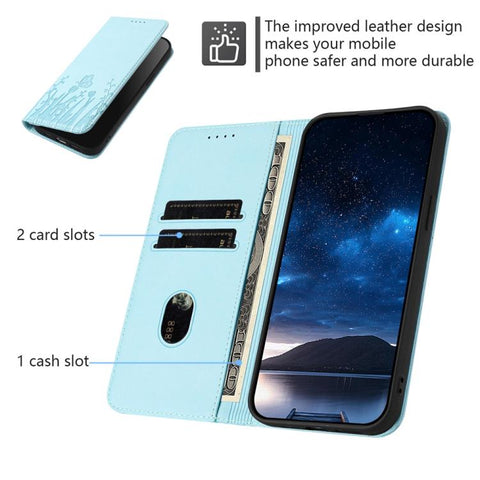 Tulips Butterfly Pattern Magnetic Vegan Leather Phone Case, For Samsung Galaxy XCover7 Pro, For Samsung Galaxy XCover7, For Samsung Galaxy XCover6 Pro