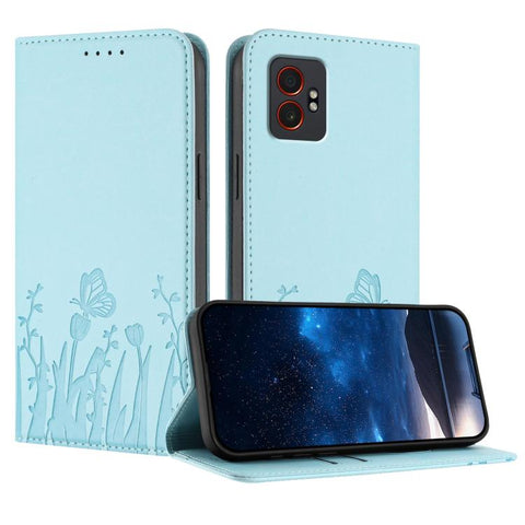 Tulips Butterfly Pattern Magnetic Vegan Leather Phone Case, For Samsung Galaxy XCover7 Pro, For Samsung Galaxy XCover7, For Samsung Galaxy XCover6 Pro