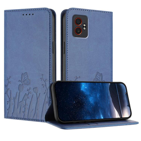 Tulips Butterfly Pattern Magnetic Vegan Leather Phone Case, For Samsung Galaxy XCover7 Pro, For Samsung Galaxy XCover7, For Samsung Galaxy XCover6 Pro