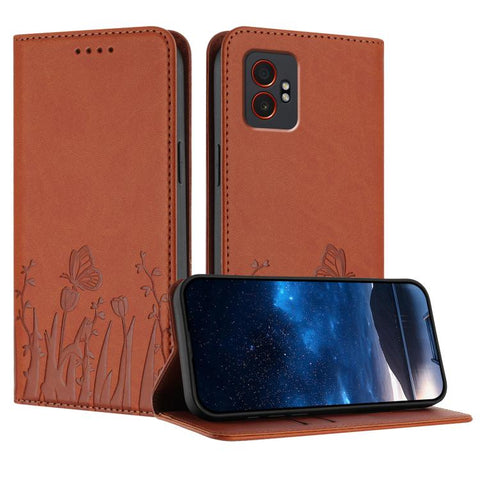 Tulips Butterfly Pattern Magnetic Vegan Leather Phone Case, For Samsung Galaxy XCover7 Pro, For Samsung Galaxy XCover7, For Samsung Galaxy XCover6 Pro
