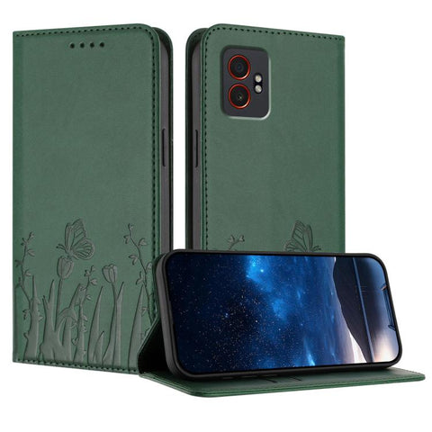 Tulips Butterfly Pattern Magnetic Vegan Leather Phone Case, For Samsung Galaxy XCover7 Pro, For Samsung Galaxy XCover7, For Samsung Galaxy XCover6 Pro