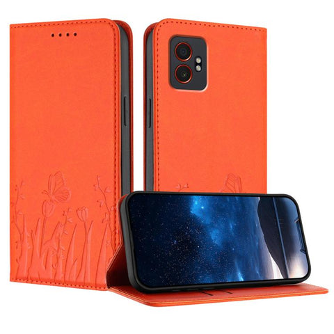 Tulips Butterfly Pattern Magnetic Vegan Leather Phone Case, For Samsung Galaxy XCover7 Pro, For Samsung Galaxy XCover7, For Samsung Galaxy XCover6 Pro