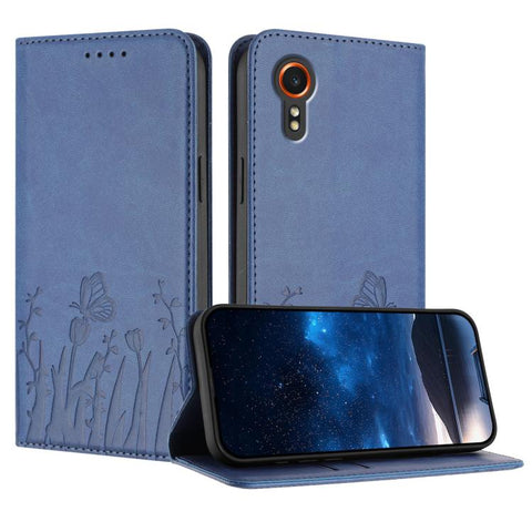 Tulips Butterfly Pattern Magnetic Vegan Leather Phone Case, For Samsung Galaxy XCover7 Pro, For Samsung Galaxy XCover7, For Samsung Galaxy XCover6 Pro