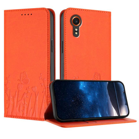 Tulips Butterfly Pattern Magnetic Vegan Leather Phone Case, For Samsung Galaxy XCover7 Pro, For Samsung Galaxy XCover7, For Samsung Galaxy XCover6 Pro