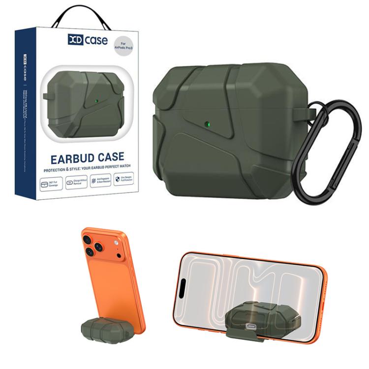 XDcase Football-style Security Lock TPU Earbud Case with Hook & Holder, For AirPods Pro 3, For AirPods 5 / 4, For AirPods Pro 2 / 1