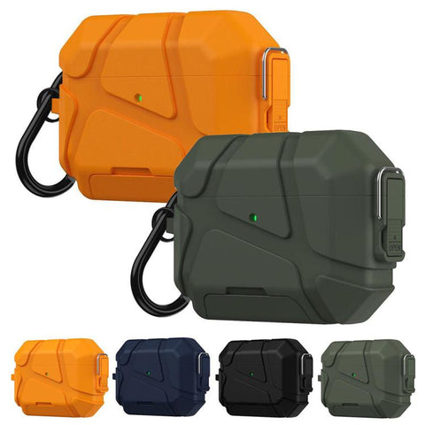 XDcase Football-style Security Lock TPU Earbud Case with Hook & Holder, For AirPods Pro 3, For AirPods 5 / 4, For AirPods Pro 2 / 1