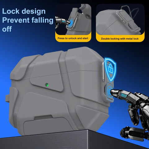 XDcase Football-style Security Lock TPU Earbud Case with Hook & Holder, For AirPods Pro 3, For AirPods 5 / 4, For AirPods Pro 2 / 1