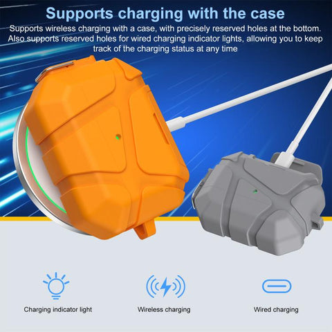 XDcase Football-style Security Lock TPU Earbud Case with Hook & Holder, For AirPods Pro 3, For AirPods 5 / 4, For AirPods Pro 2 / 1