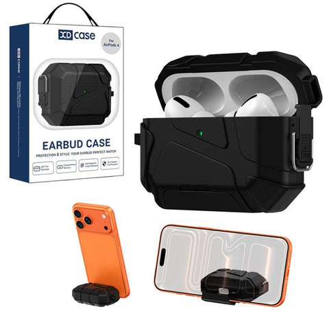 XDcase Football-style Security Lock TPU Earbud Case with Hook & Holder, For AirPods Pro 3, For AirPods 5 / 4, For AirPods Pro 2 / 1