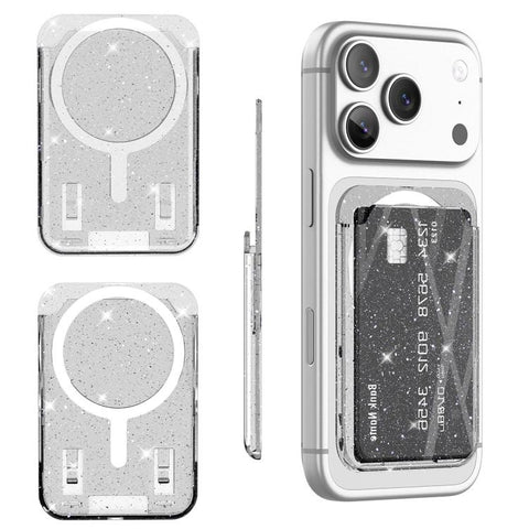 Glitter Clear Magnetic Phone Back Sticker Card Slots Bag