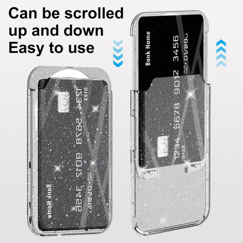 Glitter Clear Magnetic Phone Back Sticker Card Slots Bag