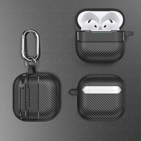 XDcase Carbon Fiber Texture Earbud Case with Hook, For AirPods 5 / 4, For AirPods Pro 3