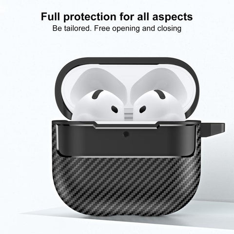 XDcase Carbon Fiber Texture Earbud Case with Hook, For AirPods 5 / 4, For AirPods Pro 3