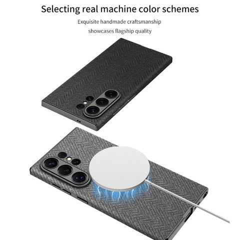 GKK Skin Feel Curved Leather Nylon Magnetic Phone Case, For Samsung Galaxy S26 Ultra 5G