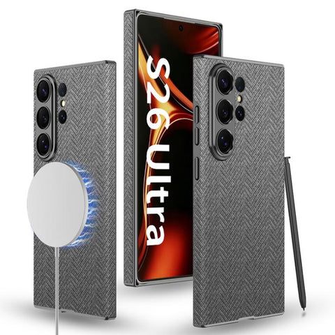 GKK Skin Feel Curved Leather Nylon Magnetic Phone Case, For Samsung Galaxy S26 Ultra 5G