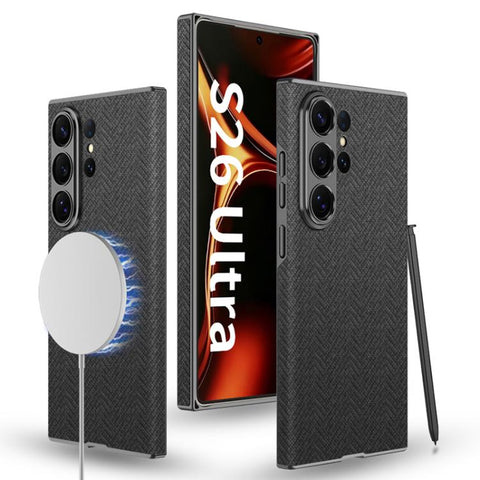 GKK Skin Feel Curved Leather Nylon Magnetic Phone Case, For Samsung Galaxy S26 Ultra 5G