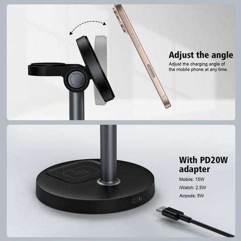 Q11 20W 3 in 1 Multifunctional Magnetic Wireless Charger