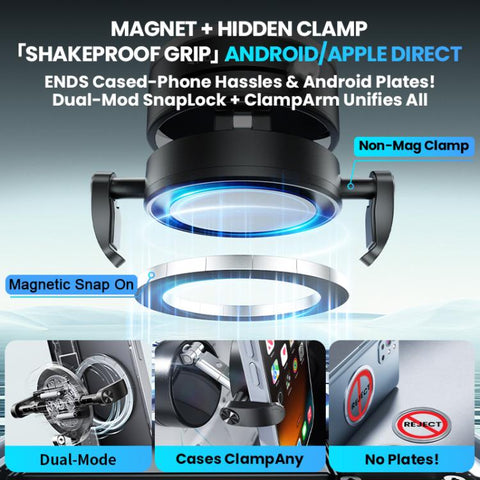 A9 Pro Foldable Clamp-type Nano Vacuum Magnetic 360-degree Rotation Car Phone Holder, A9 Pro (Black), A9 Pro (White)