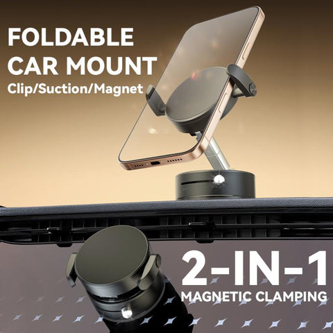 A9 Foldable Clamp-type Vacuum Magnetic 360-degree Rotation Car Phone Holder, A9 (Black), A9 (White)
