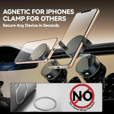 A9 Foldable Clamp-type Vacuum Magnetic 360-degree Rotation Car Phone Holder, A9 (Black), A9 (White)