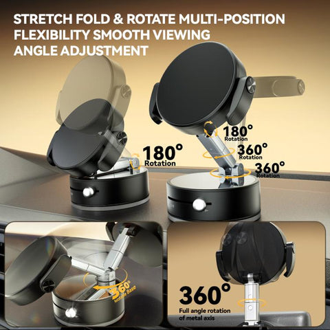 A9 Foldable Clamp-type Vacuum Magnetic 360-degree Rotation Car Phone Holder, A9 (Black), A9 (White)