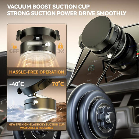 A9 Foldable Clamp-type Vacuum Magnetic 360-degree Rotation Car Phone Holder, A9 (Black), A9 (White)