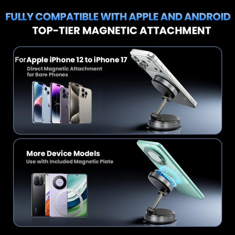 A14 Foldable Vacuum Strong Magnetic Car Wireless Charger Phone Holder, A14 (Black), A14 (Orange)