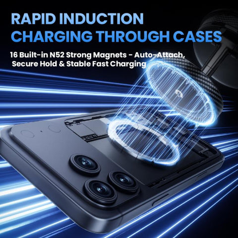 A14 Foldable Vacuum Strong Magnetic Car Wireless Charger Phone Holder, A14 (Black), A14 (Orange)