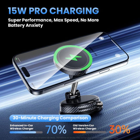 A14 Foldable Vacuum Strong Magnetic Car Wireless Charger Phone Holder, A14 (Black), A14 (Orange)