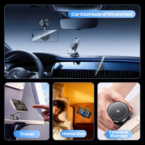 A14 Foldable Vacuum Strong Magnetic Car Wireless Charger Phone Holder, A14 (Black), A14 (Orange)