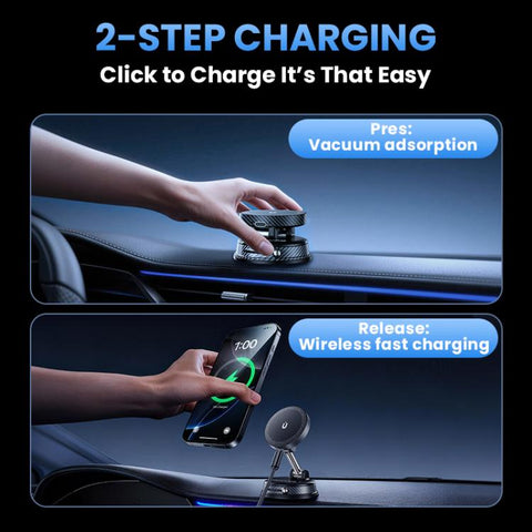 A14 Foldable Vacuum Strong Magnetic Car Wireless Charger Phone Holder, A14 (Black), A14 (Orange)