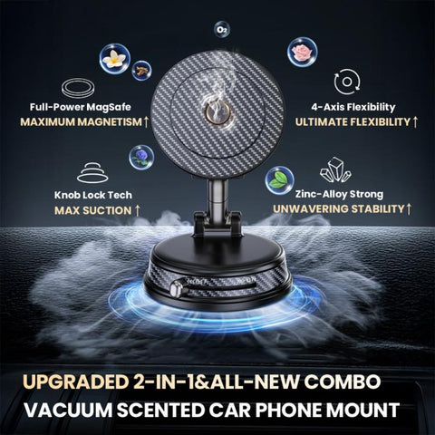 A15 Foldable Vacuum Magnetic Aromatherapy Car  Phone Holder, A15 (Black), A15 (Orange)