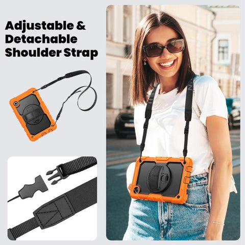 Silicone Hybrid PC Tablet Case with Shoulder Strap, For Samsung Galaxy Tab A11 / A9
