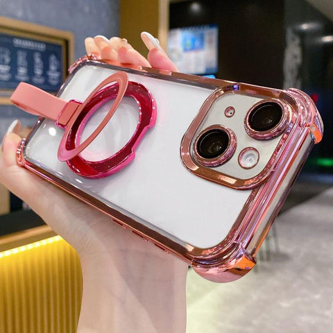 Crystal Shield Ring Holde TPU + Acrylic Magnetic Phone Case, For iPhone 13