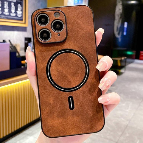Lambskin Faux Leather Magnetic Phone Case, For iPhone 12 Pro, For iPhone 11 Pro Max, For iPhone 11, For iPhone 11 Pro