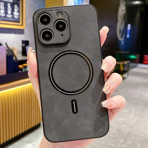 Lambskin Faux Leather Magnetic Phone Case, For iPhone 12 Pro, For iPhone 11 Pro Max, For iPhone 11, For iPhone 11 Pro